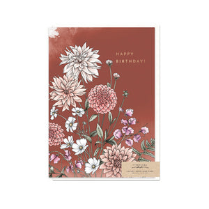 Typoflora Birthday Card - Foil Floral Portrait, Dahlia