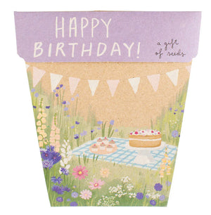 Gift of Seeds Card - Happy Birthday Picnic of Seeds