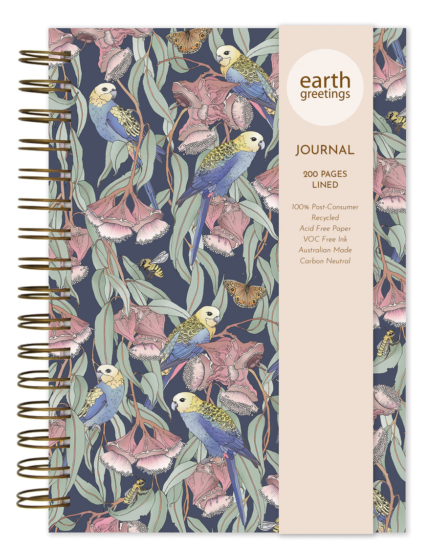 Earth Greetings Spiral Journal - A5, Lined, Rosellas Amongst The Mallee