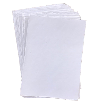 Handmade Deckle Edge Cotton Rag Paper - A6 (105 x 148mm), White, 300gsm