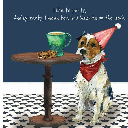 Little Dog Laughed Greeting Card - Dog Series Squares, Sofa Party