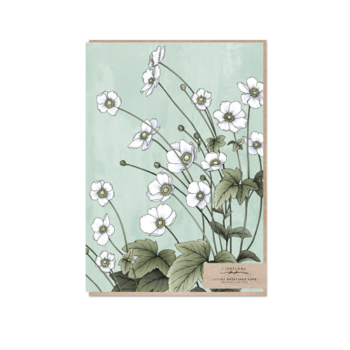 Typoflora Greeting Card - Floral Portrait, Japanese Anemones