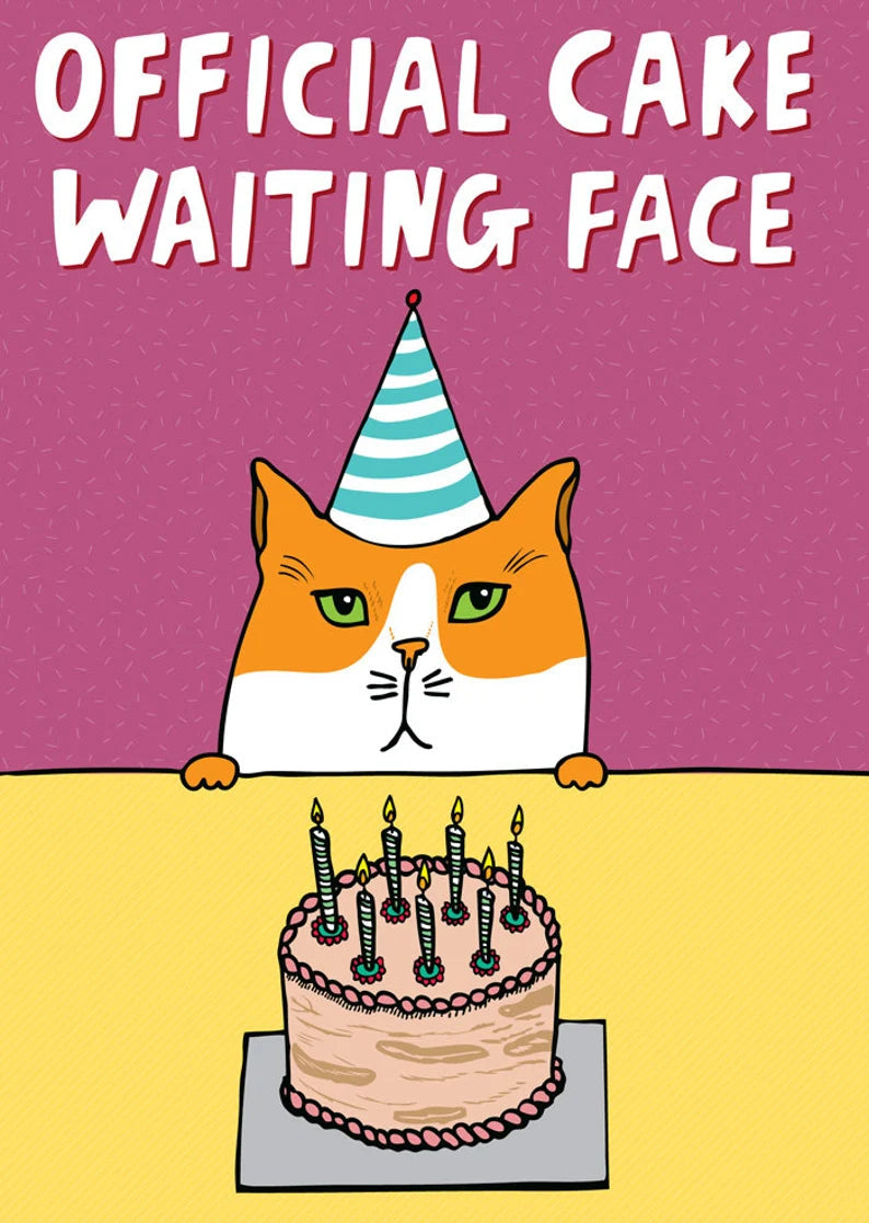 Able & Game Able & Game Birthday Card - Official Cake Waiting Face