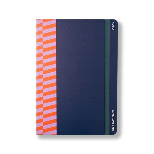 Any Day Now 2026 Any Day Now "Achiever" Weekly + Notes Diary - A5, Hardcover, Navy & Tangerine