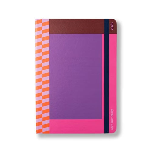 Any Day Now 2026 Any Day Now "Freestyler" Daily Diary - A5, Hardcover, Ruled, Purple & Orchid
