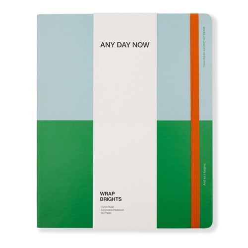 Any Day Now Any Day Now Classic Wrap Notebook - Ruled, A4 Cropped, Sky & Green