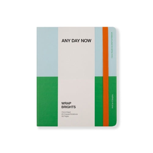 Any Day Now Any Day Now Classic Wrap Notebook - Ruled, A5 Cropped, Sky & Green