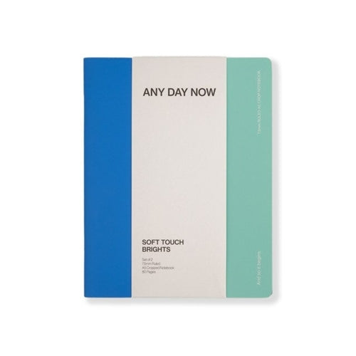 Any Day Now Any Day Now Soft Touch Notebook - A5 Cropped, Ruled, Blue/Mint