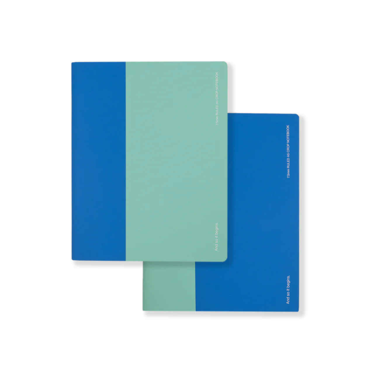 Any Day Now Any Day Now Soft Touch Notebook - A5 Cropped, Ruled, Blue/Mint