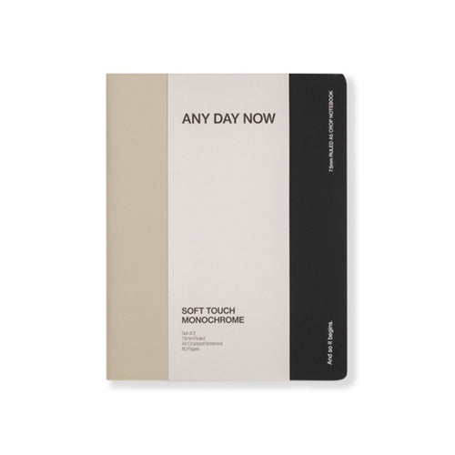 Any Day Now Any Day Now Soft Touch Notebook - Ruled, A5 Cropped, Black & Light Grey