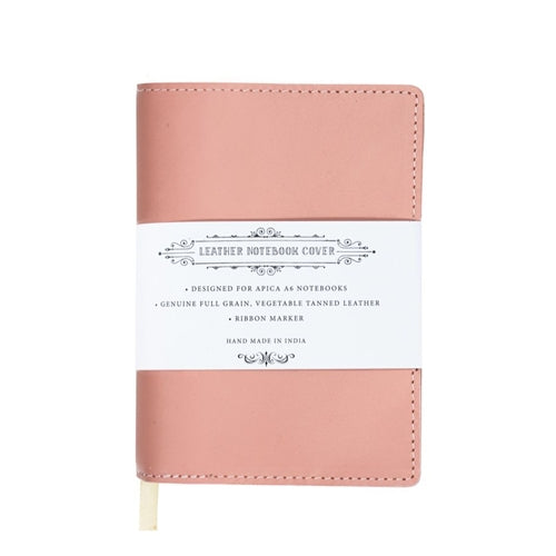 APICA Leather Notebook Cover - A6, Dusty Pink