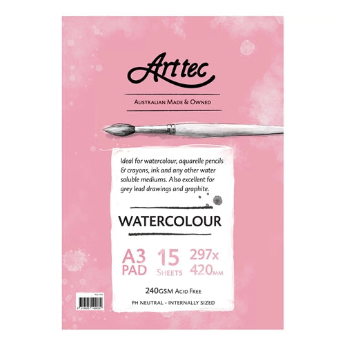 Arttec Arttec Watercolour Pad - A3, 240gsm, 15 sheets