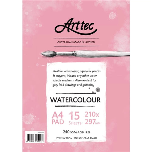 Arttec Arttec Watercolour Pad - A4, 240gsm, 15 sheets