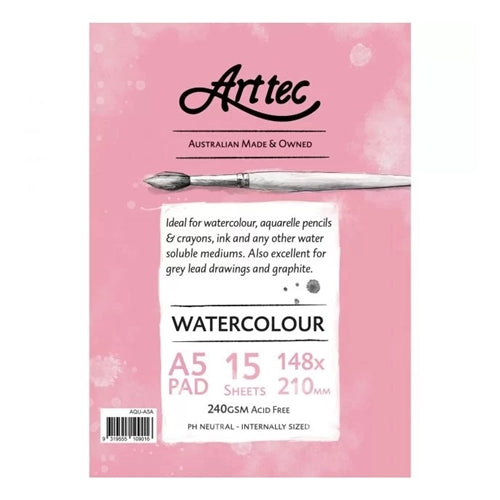 Arttec Arttec Watercolour Pad - A5, 240gsm, 15 sheets