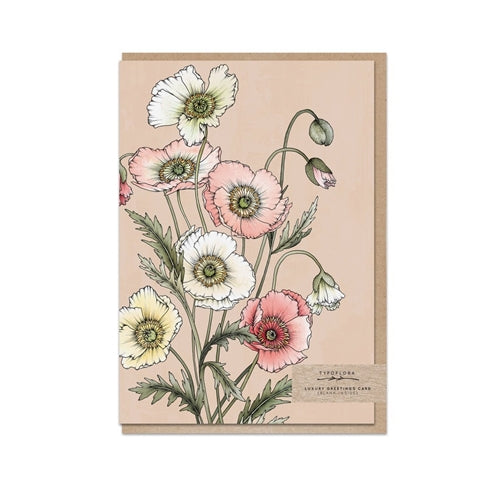 Typoflora Greeting Card - Floral Portrait, Poppies