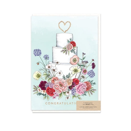 Typoflora Wedding Card - Floral Wedding Cake