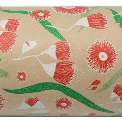 Barama Kraft Gift Wrap Band - Flowering Gum on Kraft (9 cm x 3 mtrs)