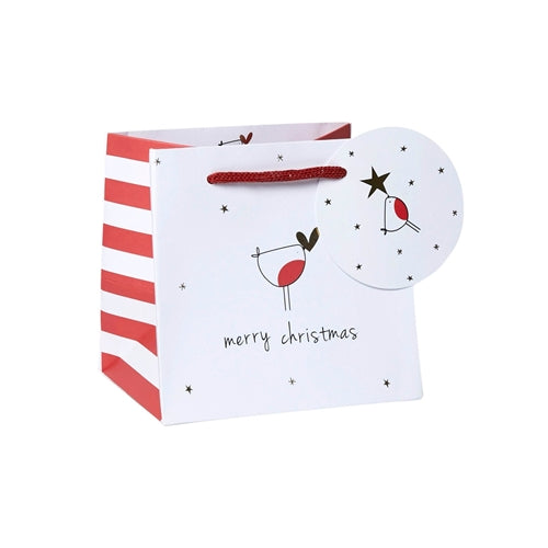 Belly Button Designs Belly Button Christmas Gift Bag - Small, Robin Heart