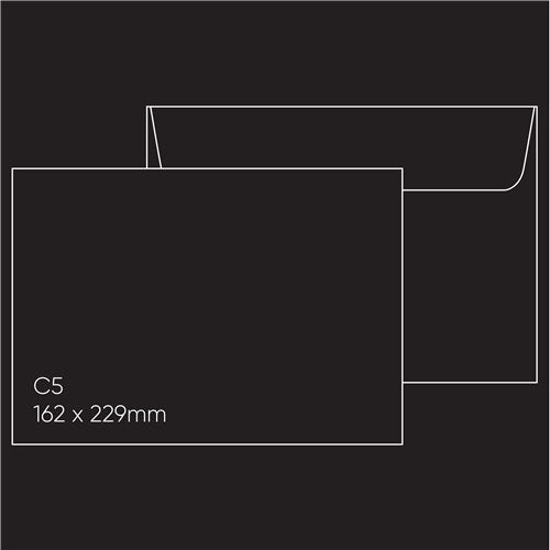 Blackgold C5 Envelope (162 x 229mm) - Lessebo Pitch Black, Pack of 10