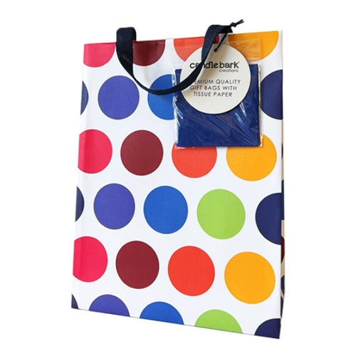 Candlebark Creations Candlebark Creations Gift Bag - Colourful Spots, Medium