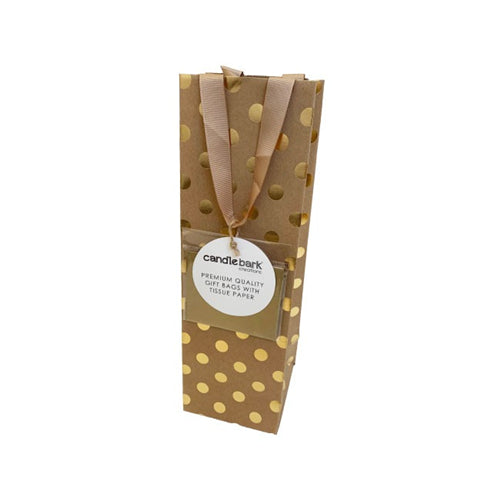 Candlebark Creations Candlebark Creations Gift Bag - Gold Dots, Bottle