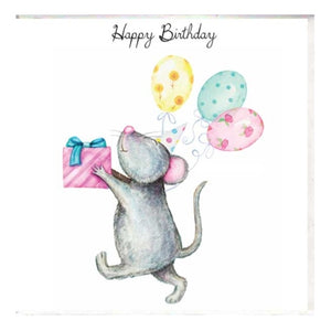 Paper Street Birthday Card - Mouse with Balloons
