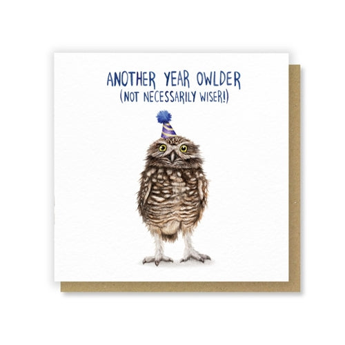 Citrus Bunn Citrus Bun Birthday Card - Pun Fun, Owlder Not Wiser