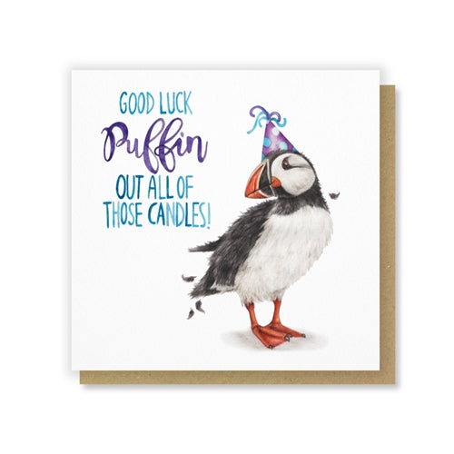 Citrus Bunn Citrus Bun Birthday Card - Pun Fun, Puffin Candles