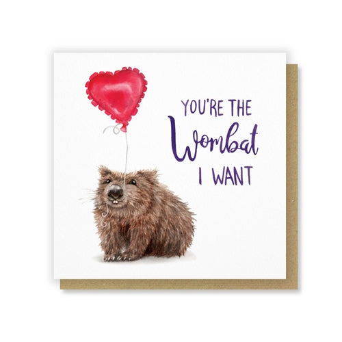 Citrus Bunn Citrus Bun Greeting Card - Pun Fun, Wombat I Want