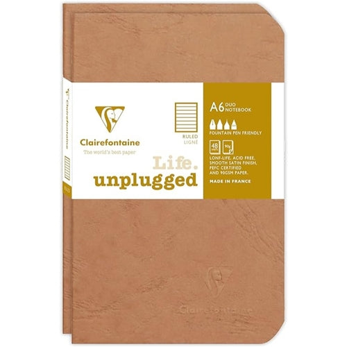 Clairefontaine Clairefontaine Essentials Stapled Twin Set Notebooks - Pocket, Ruled, Tobacco