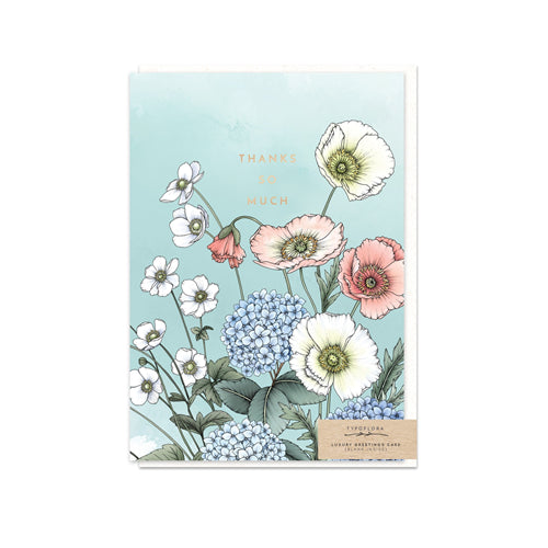Typoflora Greeting Card - Foil Floral Portrait, Poppies Thanks So Much