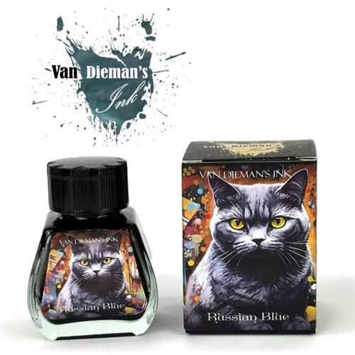 Van Dieman's Fountain Pen Ink - Feline Series, Russian Blue, 30ml Bottle