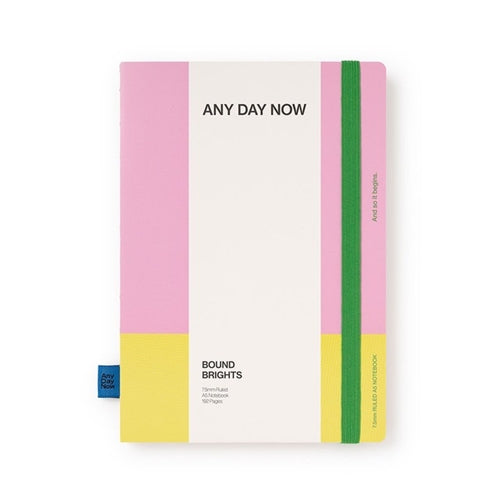 Any Day Now Bound Notebook - Ruled, A5, Pink & Yellow
