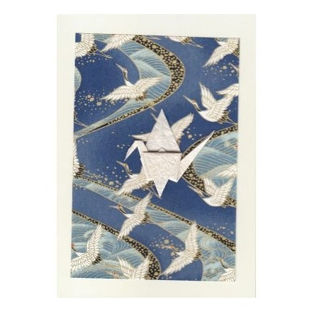 Heiko Design Greeting Card - Origami Crane, Blue Crane Print