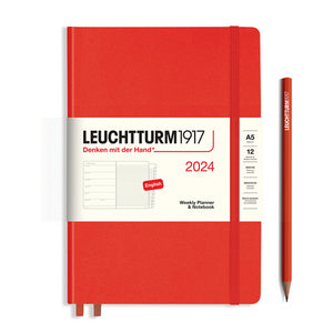 Leuchtturm 2024 Hardcover Diary - Weekly + Notes, A5, Fox Red