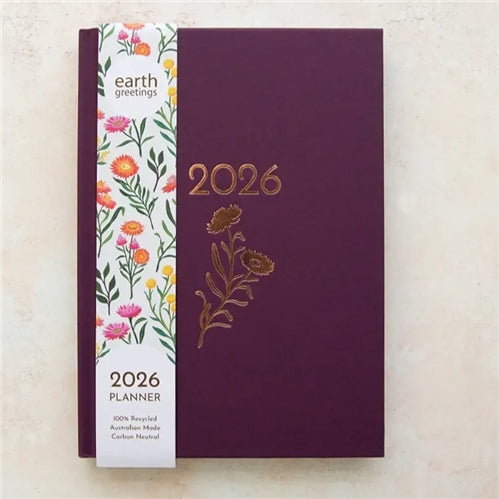 Earth Greetings 2026 Earth Greetings Weekly Diary - A5, Hardcover, Boronia