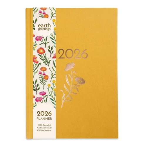 Earth Greetings 2026 Earth Greetings Weekly Diary - A5, Hardcover, Wattle