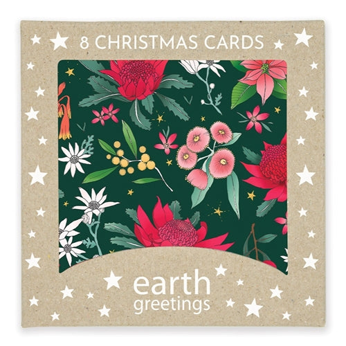 Earth Greetings Earth Greetings Boxed Christmas Cards - Festive Floral, Pack of 8