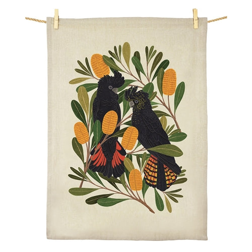 Earth Greetings Earth Greetings Tea Towel - Cockatoos & Banksia