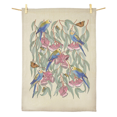 Earth Greetings Earth Greetings Tea Towel - Rosellas Amongst The Malllee