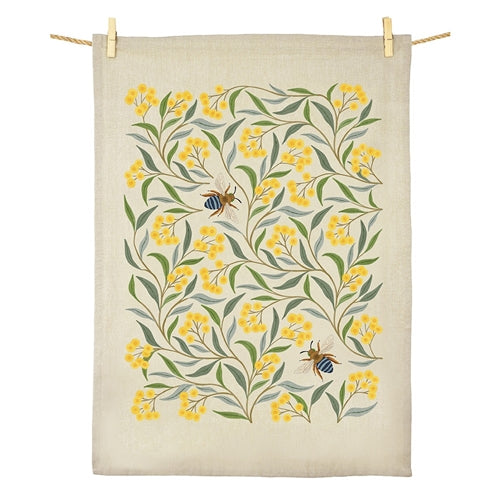 Earth Greetings Earth Greetings Tea Towel - Wattle & Bee