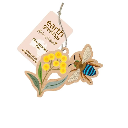 Earth Greetings Earth Greetings Wooden Decoration - Blue Banded Bee