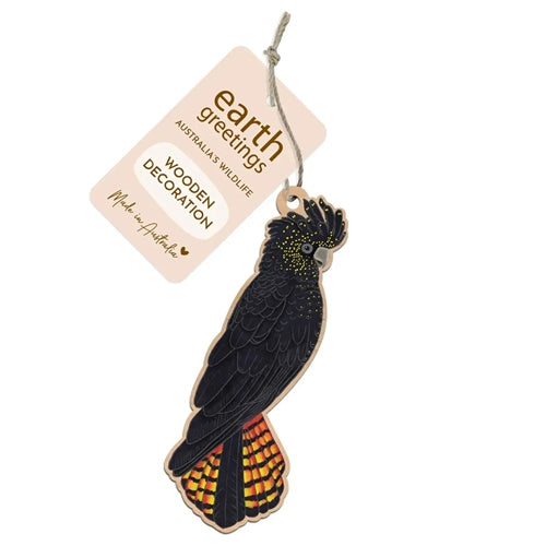 Earth Greetings Earth Greetings Wooden Decoration - Red-Tailed Cockatoo