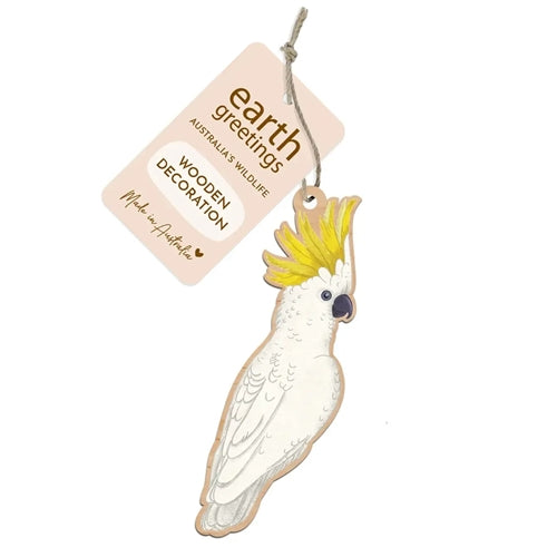 Earth Greetings Earth Greetings Wooden Decoration - Sulfur Crested Cockatoo