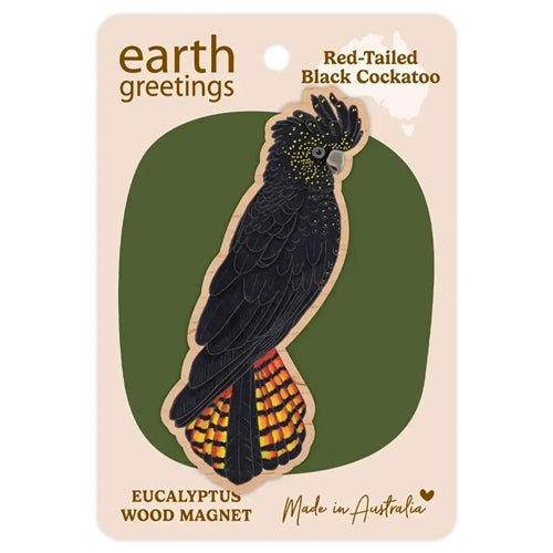 Earth Greetings Earth Greetings Wooden Magnet - Black Cockatoo