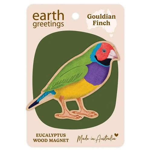 Earth Greetings Earth Greetings Wooden Magnet - Gouldian Finch