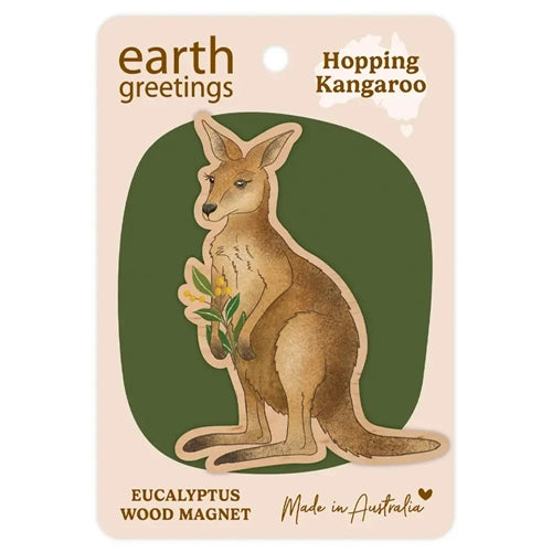 Earth Greetings Earth Greetings Wooden Magnet - Kangaroo
