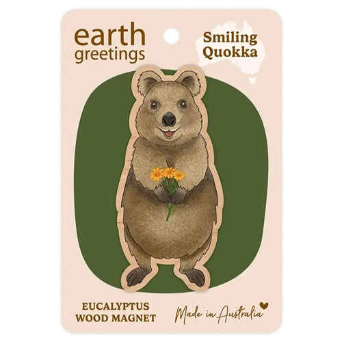 Earth Greetings Earth Greetings Wooden Magnet - Quokka