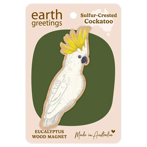 Earth Greetings Earth Greetings Wooden Magnet - Sulphur Crested Cockatoo