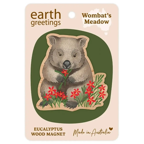 Earth Greetings Earth Greetings Wooden Magnet - Wombat's Meadow